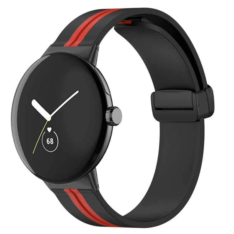 For Google Pixel Watch Two-color Folding Buckle Silicone Watch Band