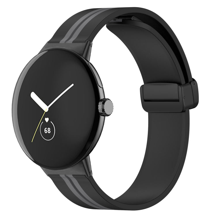 For Google Pixel Watch Two-color Folding Buckle Silicone Watch Band