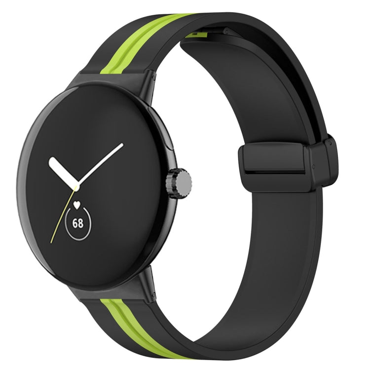 For Google Pixel Watch Two-color Folding Buckle Silicone Watch Band