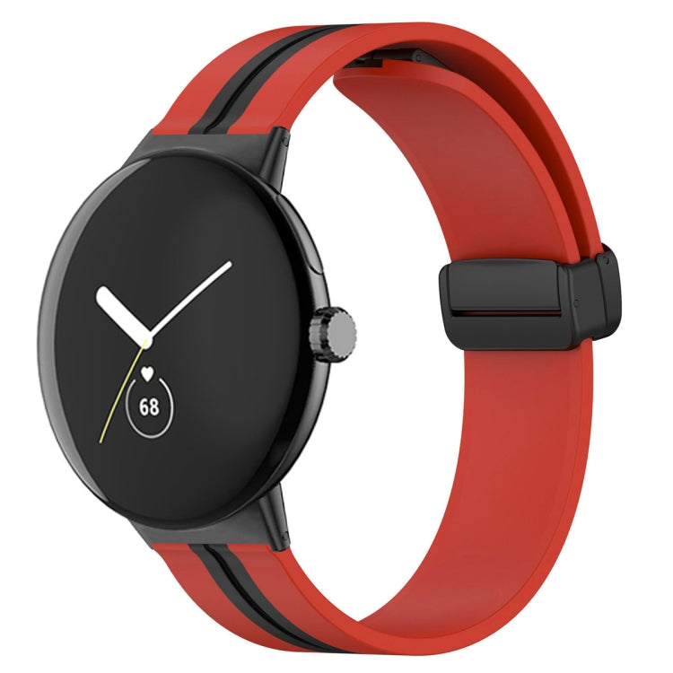 For Google Pixel Watch Two-color Folding Buckle Silicone Watch Band