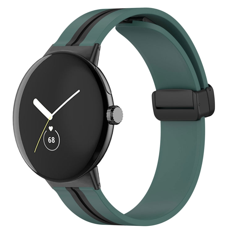 For Google Pixel Watch Two-color Folding Buckle Silicone Watch Band