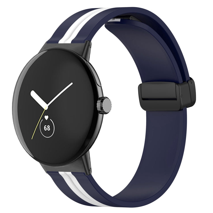 For Google Pixel Watch Two-color Folding Buckle Silicone Watch Band