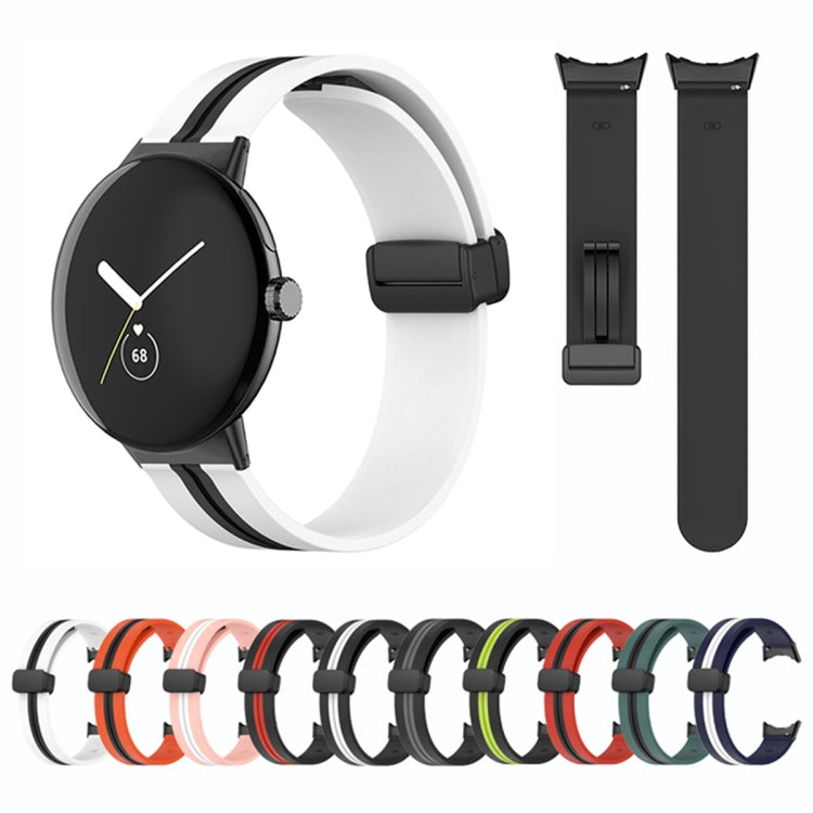 For Google Pixel Watch Two-color Folding Buckle Silicone Watch Band