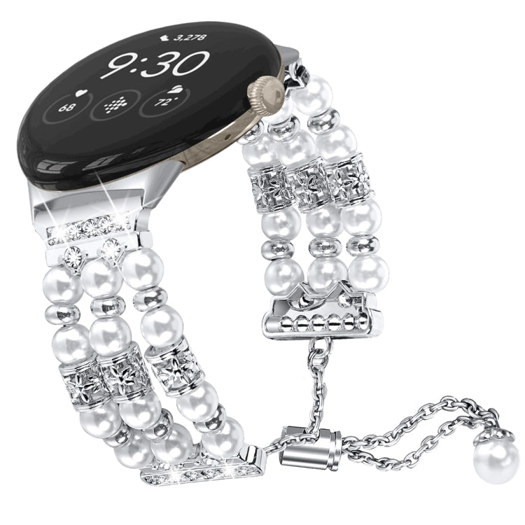 For Google Pixel Watch Pearl Half Bracelet Watch Band
