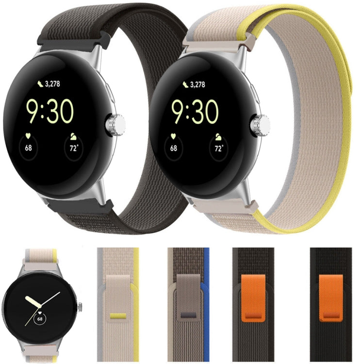For Google Pixel Watch Loop Silver Connector Nylon Watch Band