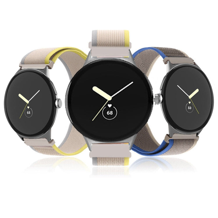 For Google Pixel Watch Loop Silver Connector Nylon Watch Band