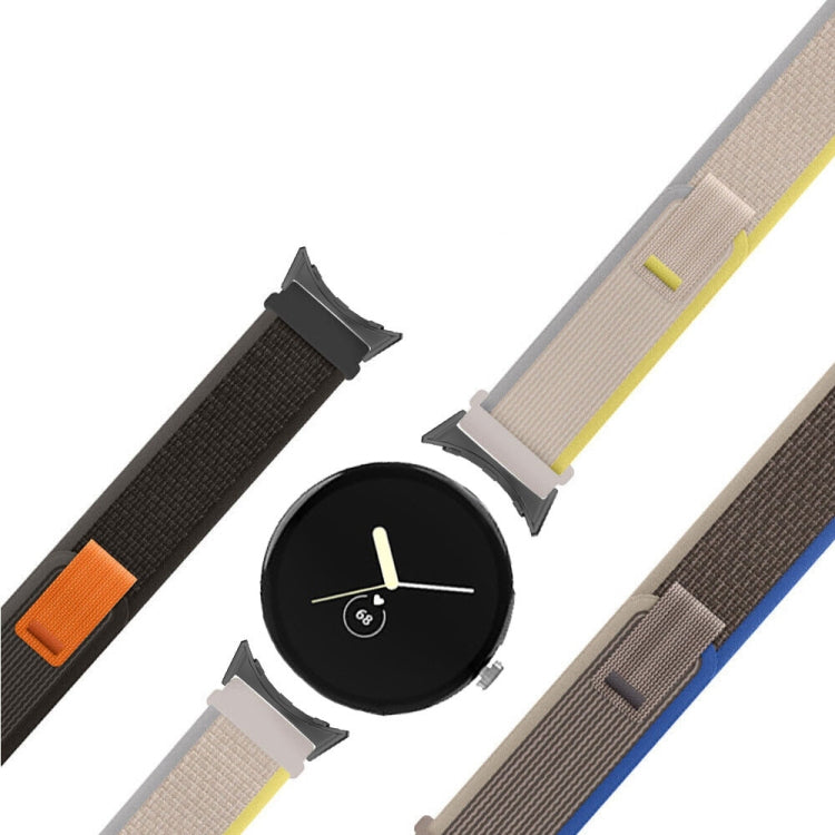 For Google Pixel Watch Loop Silver Connector Nylon Watch Band