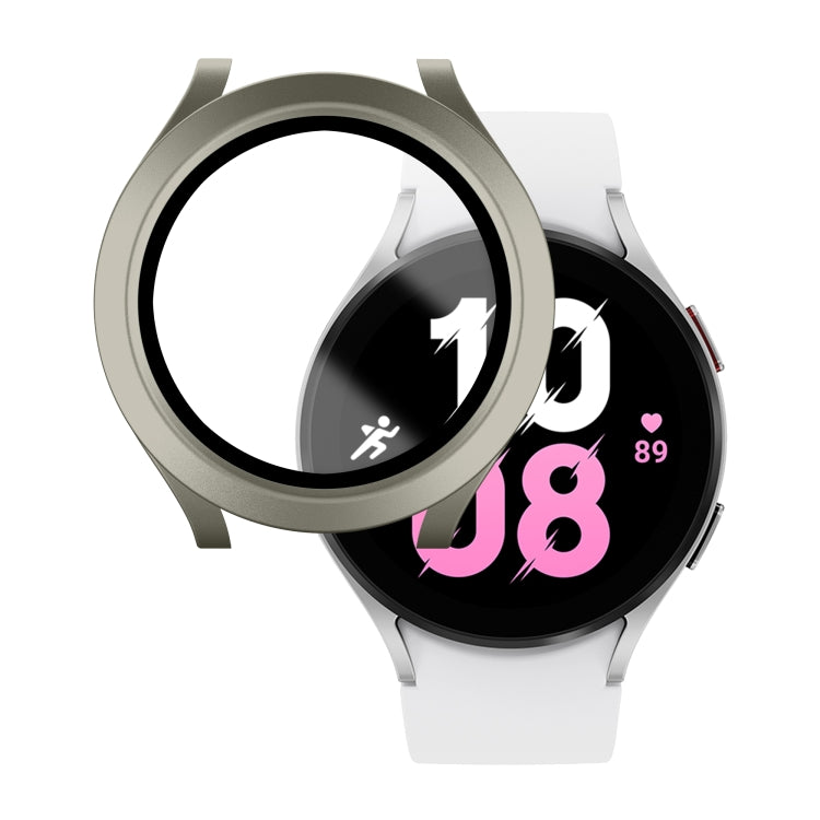 For Samsung Galaxy Watch5 / Watch4  44mm PC + Tempered Glass Film Waterproof Watch Case