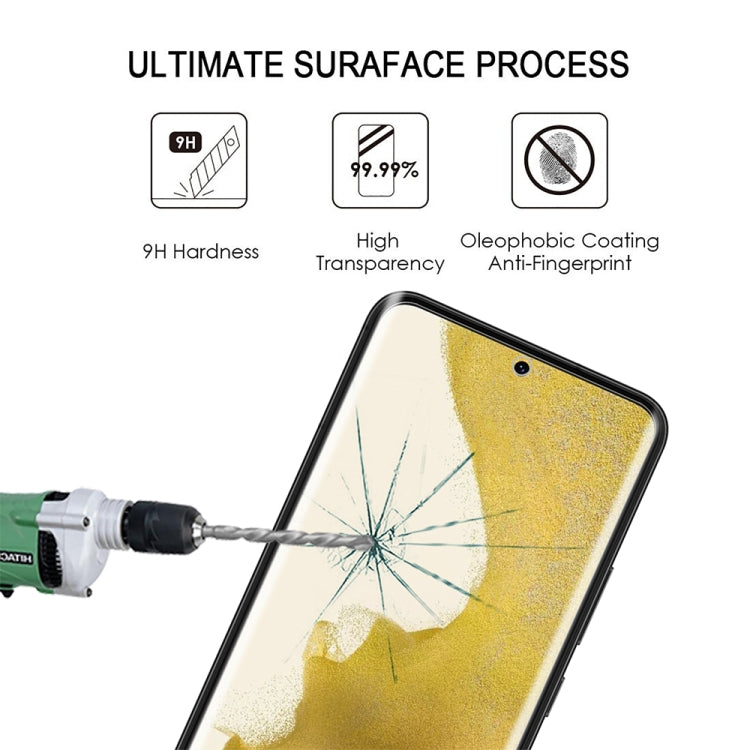 For Samsung Galaxy S22+ 5G 2pcs 3D Curved Edge Full Screen Tempered Glass Film with 2pcs Lens Protector