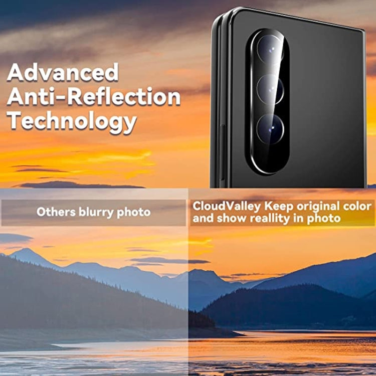 For Samsung Galaxy Z Fold4 5G / Galaxy W23 2pcs Full Glue Full Screen Tempered Glass Film with 2pcs Lens Protector