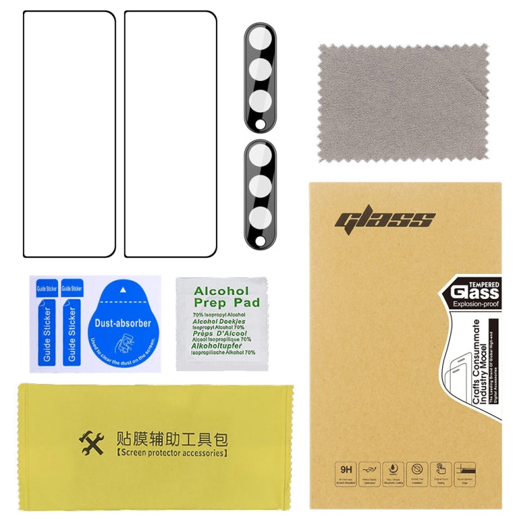 For Samsung Galaxy Z Fold3 5G 2pcs Full Glue Full Screen Tempered Glass Film with 2pcs Lens Protector
