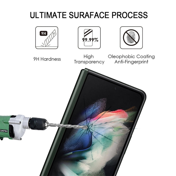For Samsung Galaxy Z Fold3 5G 2pcs Full Glue Full Screen Tempered Glass Film with 2pcs Lens Protector