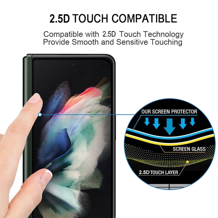 For Samsung Galaxy Z Fold3 5G 2pcs Full Glue Full Screen Tempered Glass Film with 2pcs Lens Protector