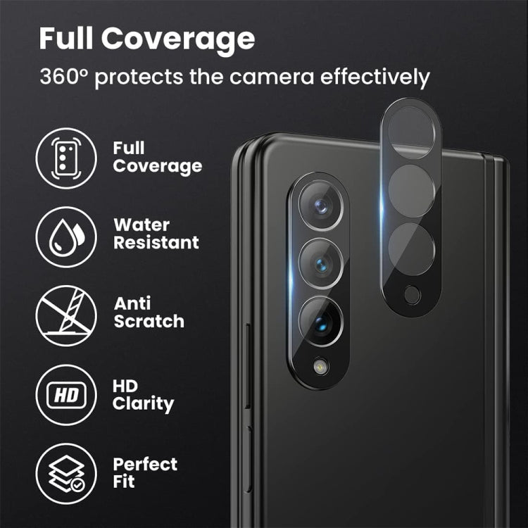 For Samsung Galaxy Z Fold3 5G 2pcs Full Glue Full Screen Tempered Glass Film with 2pcs Lens Protector