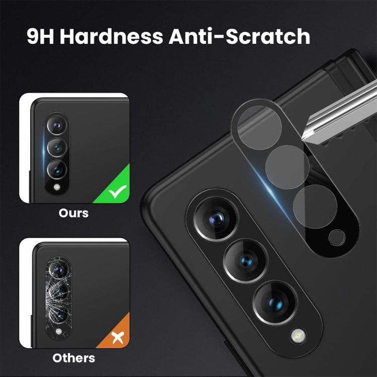 For Samsung Galaxy Z Fold3 5G 2pcs Full Glue Full Screen Tempered Glass Film with 2pcs Lens Protector