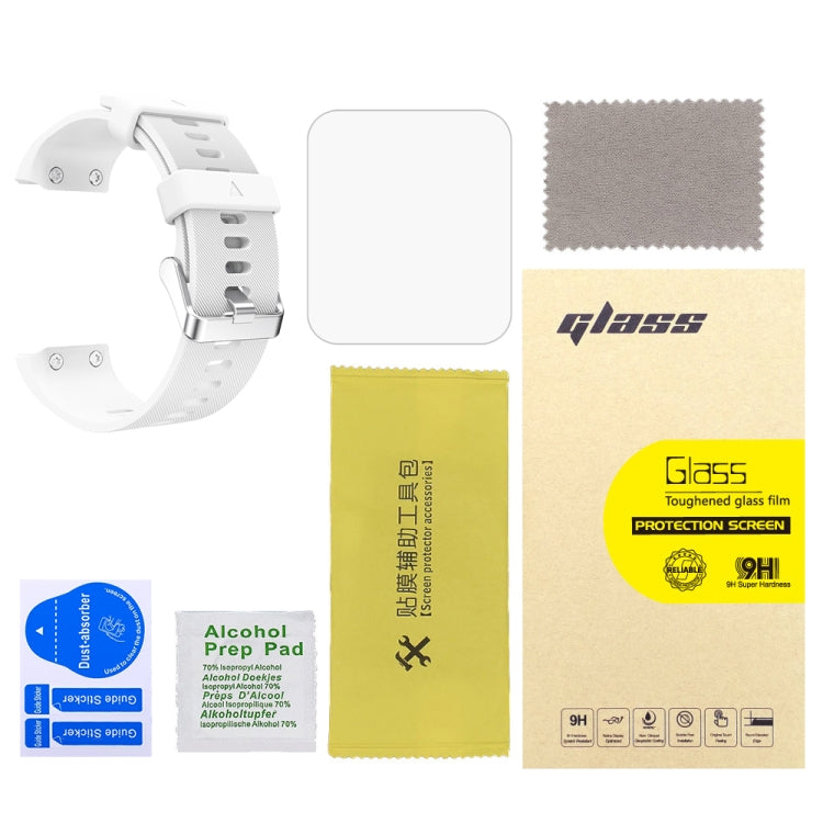 For Garmin Forerunner 35 2pcs Silicone Sport Watch Band with 2pcs Tempered Glass Film