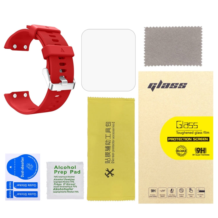 For Garmin Forerunner 35 2pcs Silicone Sport Watch Band with 2pcs Tempered Glass Film