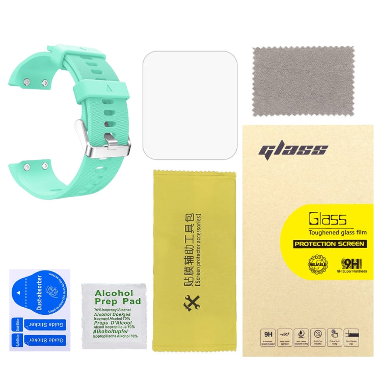 For Garmin Forerunner 35 2pcs Silicone Sport Watch Band with 2pcs Tempered Glass Film