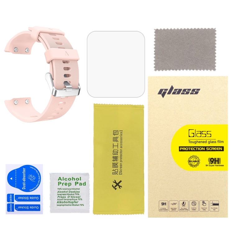For Garmin Forerunner 35 2pcs Silicone Sport Watch Band with 2pcs Tempered Glass Film