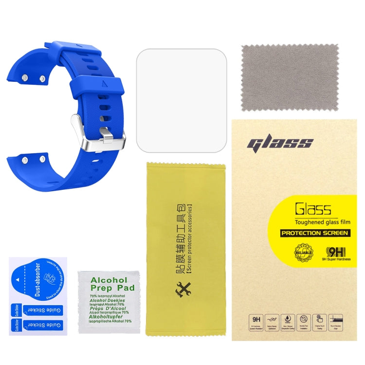 For Garmin Forerunner 35 2pcs Silicone Sport Watch Band with 2pcs Tempered Glass Film