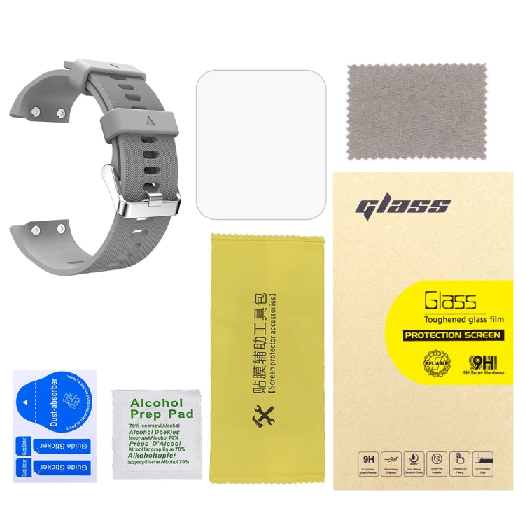 For Garmin Forerunner 35 2pcs Silicone Sport Watch Band with 2pcs Tempered Glass Film