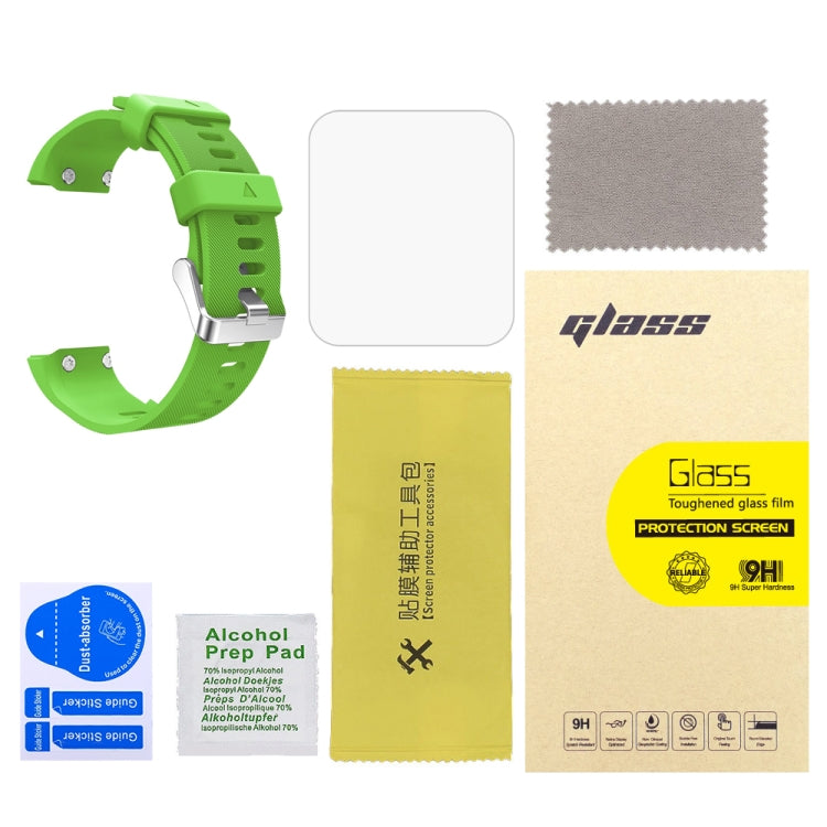 For Garmin Forerunner 35 2pcs Silicone Sport Watch Band with 2pcs Tempered Glass Film
