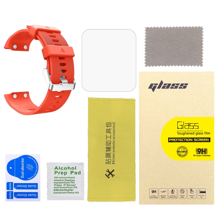 For Garmin Forerunner 35 2pcs Silicone Sport Watch Band with 2pcs Tempered Glass Film