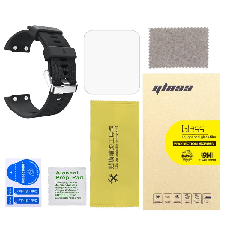 For Garmin Forerunner 35 2pcs Silicone Sport Watch Band with 2pcs Tempered Glass Film