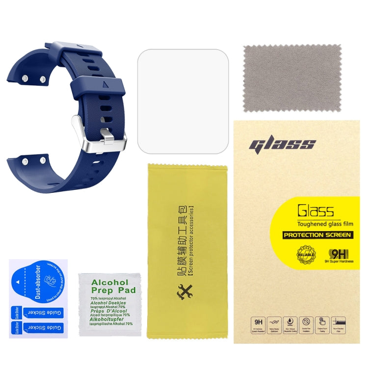 For Garmin Forerunner 35 2pcs Silicone Sport Watch Band with 2pcs Tempered Glass Film