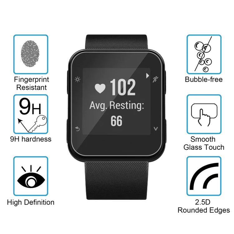 For Garmin Forerunner 35 2pcs Silicone Sport Watch Band with 2pcs Tempered Glass Film