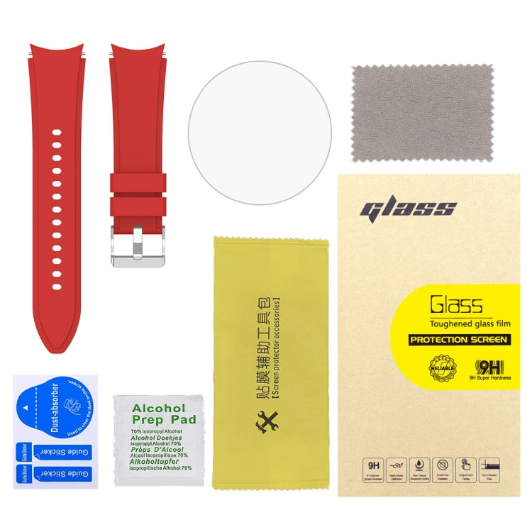 For Samsung Galaxy Watch4 Classic 46mm 2pcs Silicone Watch Band with 2pcs Tempered Glass Film