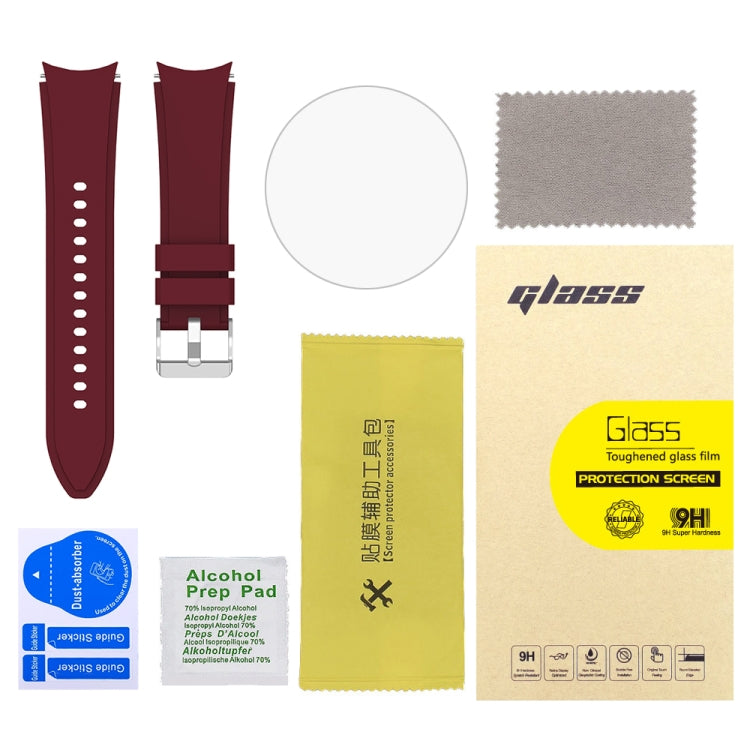 For Samsung Galaxy Watch4 Classic 46mm 2pcs Silicone Watch Band with 2pcs Tempered Glass Film
