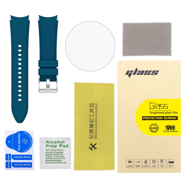For Samsung Galaxy Watch4 Classic 46mm 2pcs Silicone Watch Band with 2pcs Tempered Glass Film