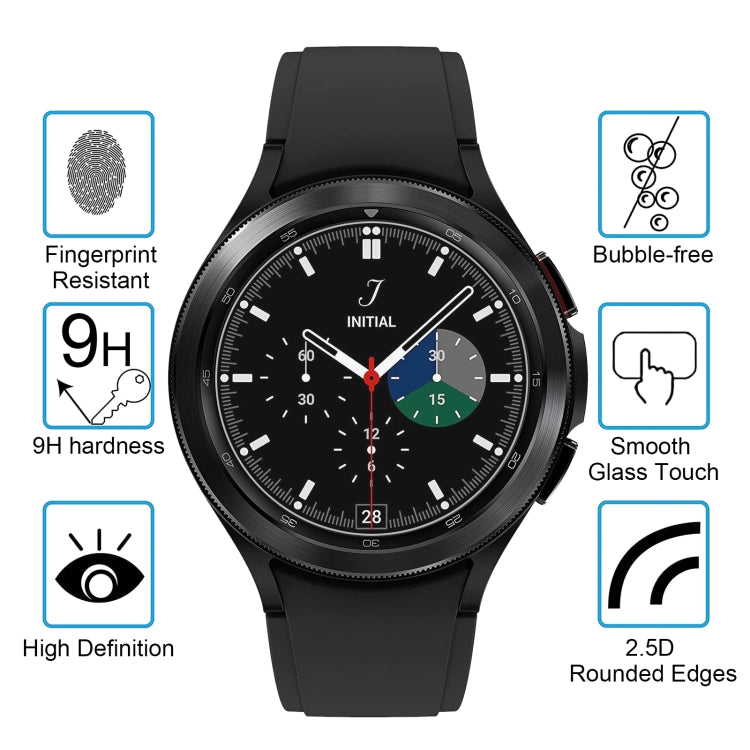 For Samsung Galaxy Watch4 Classic 46mm 2pcs Silicone Watch Band with 2pcs Tempered Glass Film