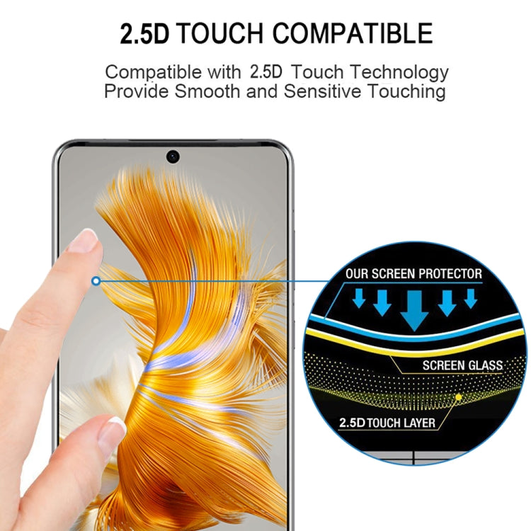 For Huawei Mate 50 2pcs 3D Edge Glue Tempered Glass Full Film with 2pcs Lens Film Set