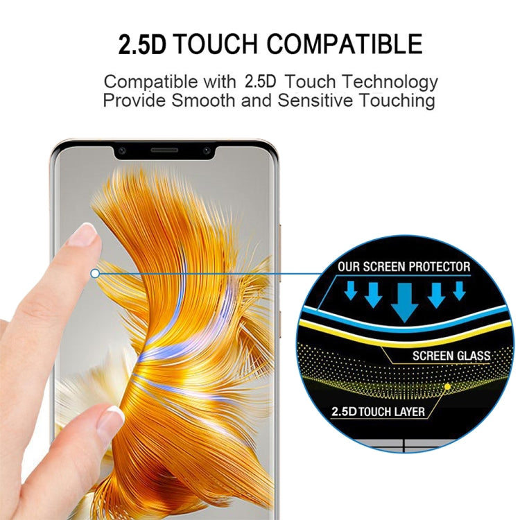 For Huawei Mate 50 Pro 2pcs 3D Edge Glue Tempered Glass Full Film with 2pcs Lens Film Set