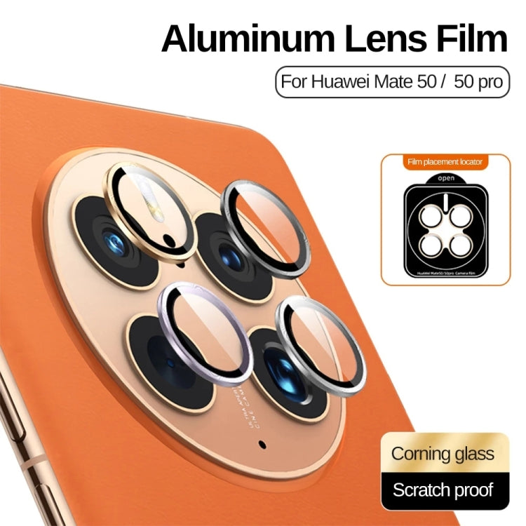 For Huawei Mate 50 Pro 2pcs 3D Edge Glue Tempered Glass Full Film with 2pcs Lens Film Set