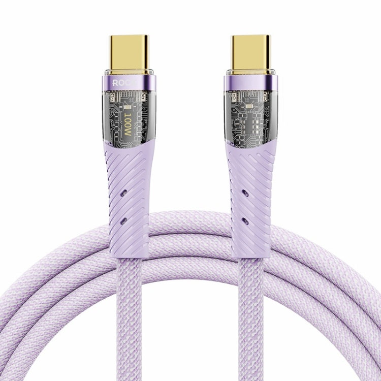 ROCK Z21 100W USB-C/Type-C to USB-C/Type-C Transparent Fast Charging Data Cable, Length: 1.2m