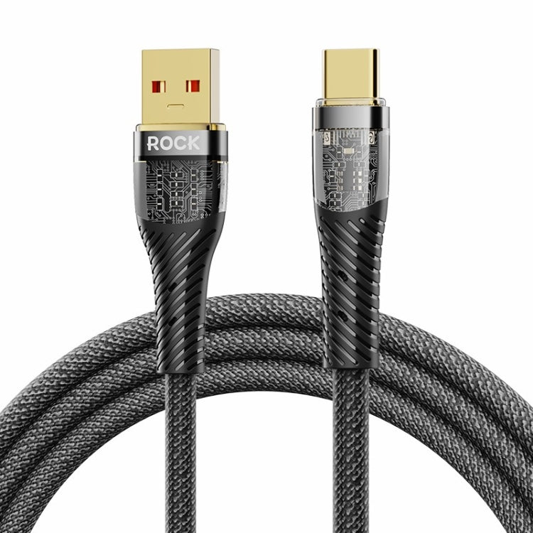 ROCK Z21 6A USB to USB-C/Type-C Transparent Fast Charging Data Cable, Length: 1.2m