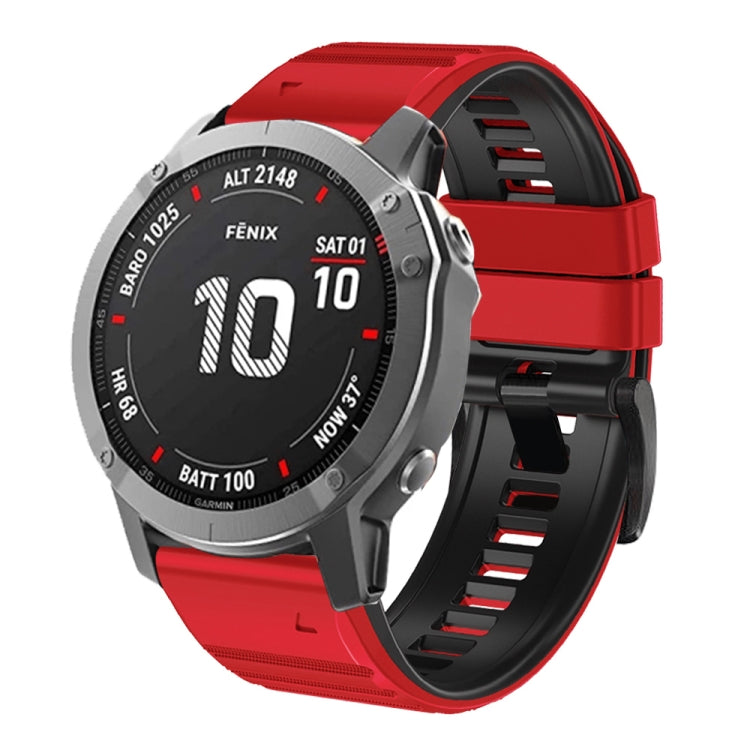 For Garmin Fenix 7X / 6X / 5X 26mm Two-Color Silicone Watch Band