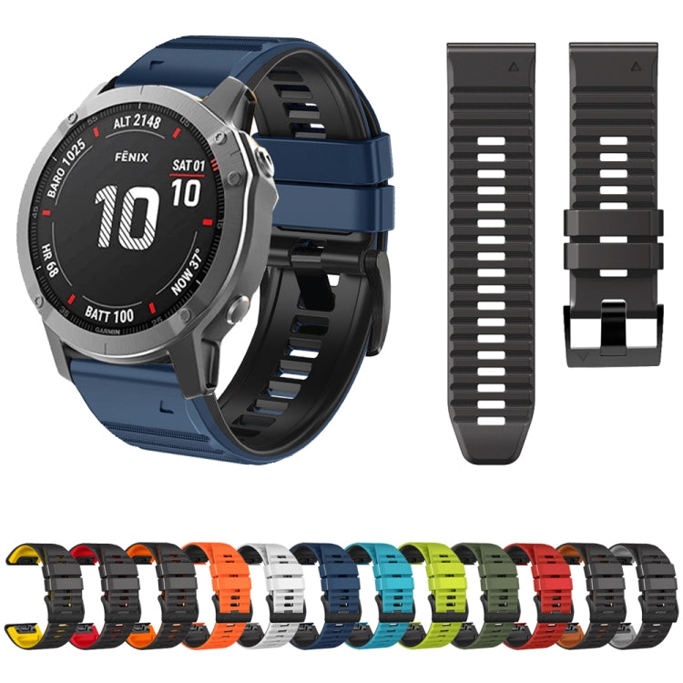 For Garmin Fenix 7X / 6X / 5X 26mm Two-Color Silicone Watch Band