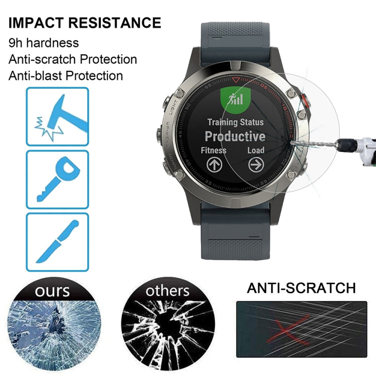 For Garmin Fenix 5 2pcs Silicone Watch Band with 2pcs Tempered Glass Film