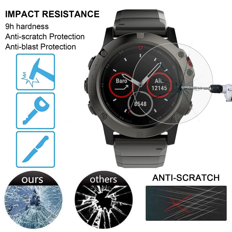 For Garmin Fenix 5X 26mm 2pcs Quick Removable Silicone Watch Band with 2pcs Tempered Glass Film