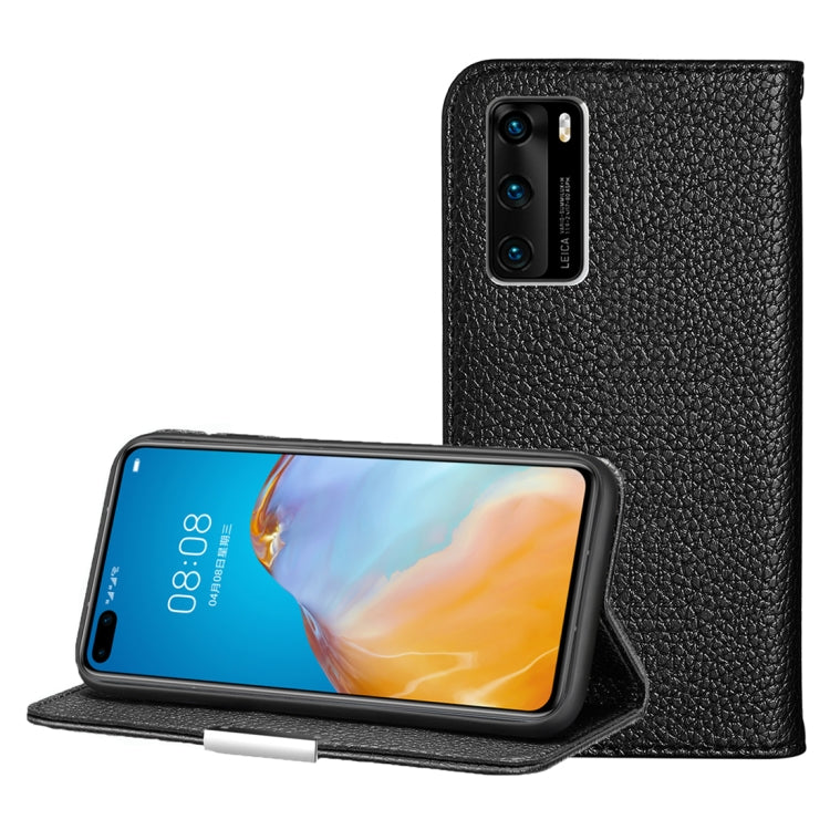 For Huawei P40 Litchi Texture Solid Color Horizontal Flip Leather Case with Bracket & Card Slots & Wallet & Lanyard
