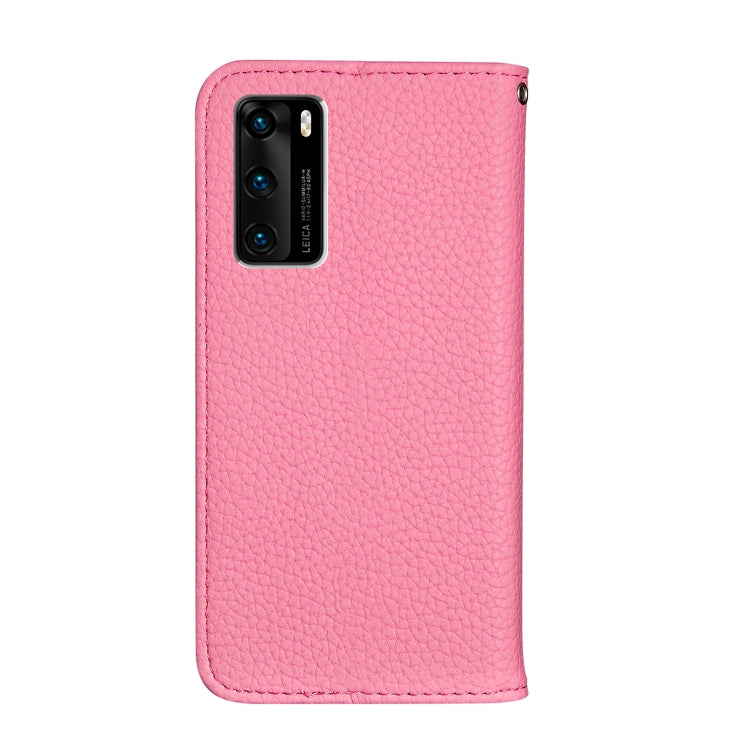 For Huawei P40 Litchi Texture Solid Color Horizontal Flip Leather Case with Bracket & Card Slots & Wallet & Lanyard