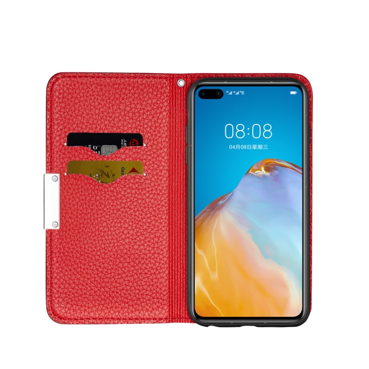 For Huawei P40 Litchi Texture Solid Color Horizontal Flip Leather Case with Bracket & Card Slots & Wallet & Lanyard