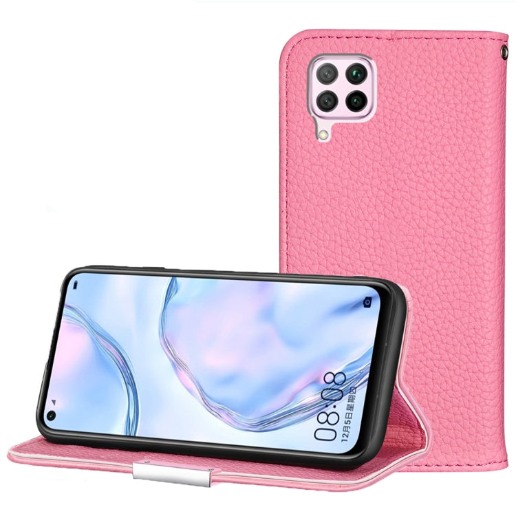 For Huawei P40 Lite Litchi Texture Solid Color Horizontal Flip Leather Case with Bracket & Card Slots & Wallet & Lanyard