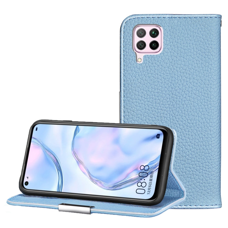 For Huawei P40 Lite Litchi Texture Solid Color Horizontal Flip Leather Case with Bracket & Card Slots & Wallet & Lanyard