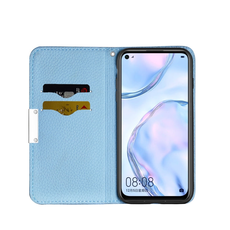 For Huawei P40 Lite Litchi Texture Solid Color Horizontal Flip Leather Case with Bracket & Card Slots & Wallet & Lanyard