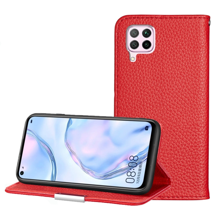 For Huawei P40 Lite Litchi Texture Solid Color Horizontal Flip Leather Case with Bracket & Card Slots & Wallet & Lanyard